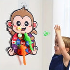 Kids Dartboard Game Monkey Design Sticky Balls & Foam Axes