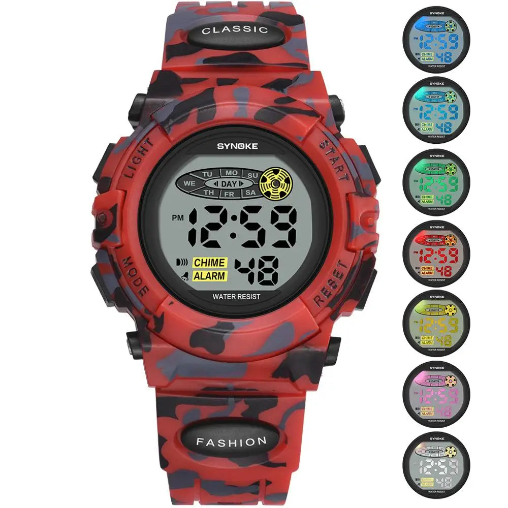 Kids Digital Watch Splash Resistant LED Backlight