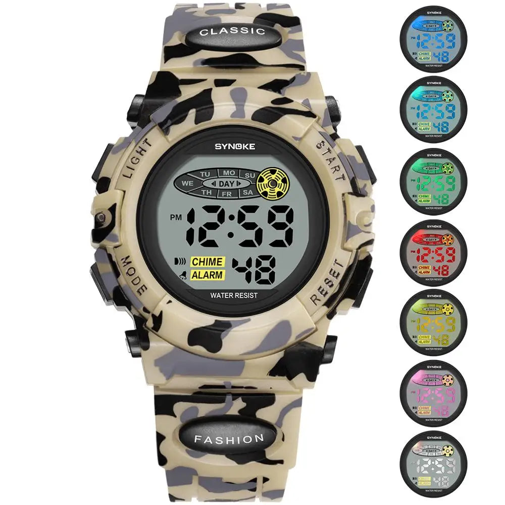 Kids Digital Watch Splash Resistant LED Backlight