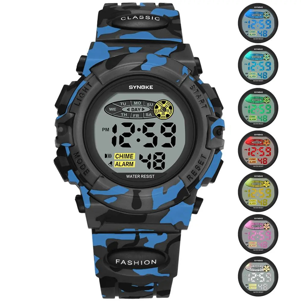 Kids Digital Watch Splash Resistant LED Backlight