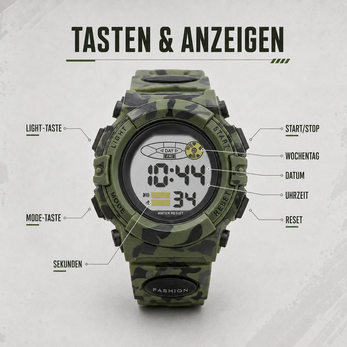 Kids Digital Watch Water-Resistant & Shock-Resistant Backlight