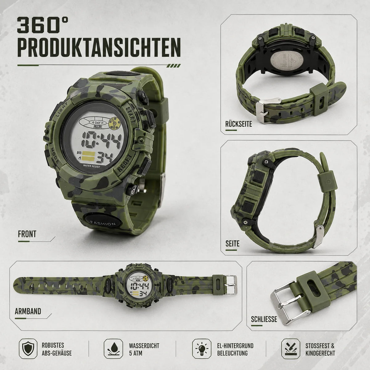 Kids Digital Watch Water-Resistant & Shock-Resistant Backlight