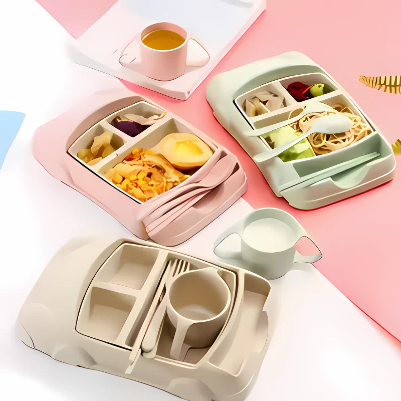 Kids Dining Set Divided Plate & Cutlery Dishwasher-Safe