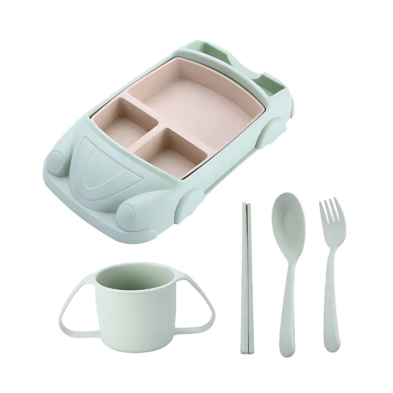 Kids Dining Set Divided Plate & Cutlery Dishwasher-Safe
