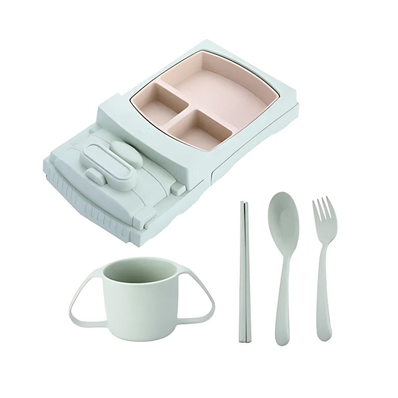 Kids Dining Set Divided Plate & Cutlery Dishwasher-Safe