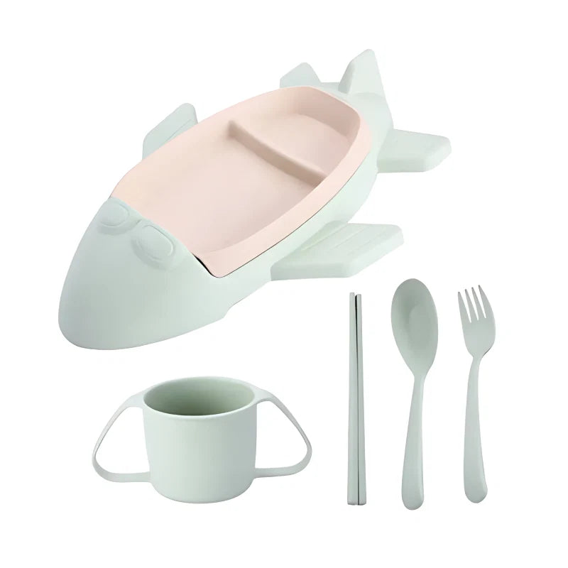 Kids Dining Set Divided Plate & Cutlery Dishwasher-Safe
