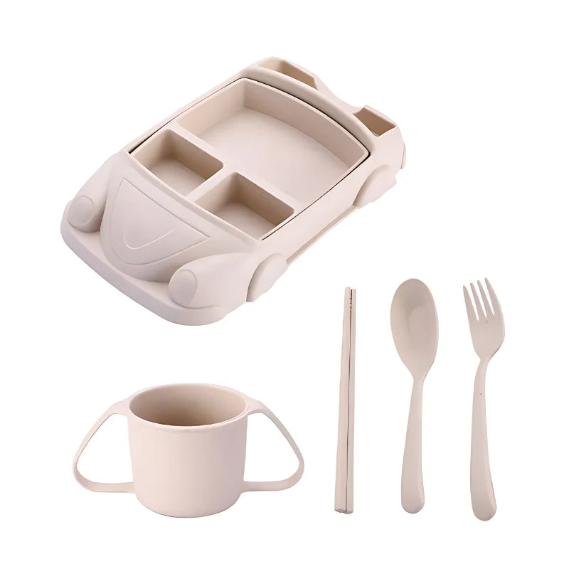 Kids Dining Set Divided Plate & Cutlery Dishwasher-Safe