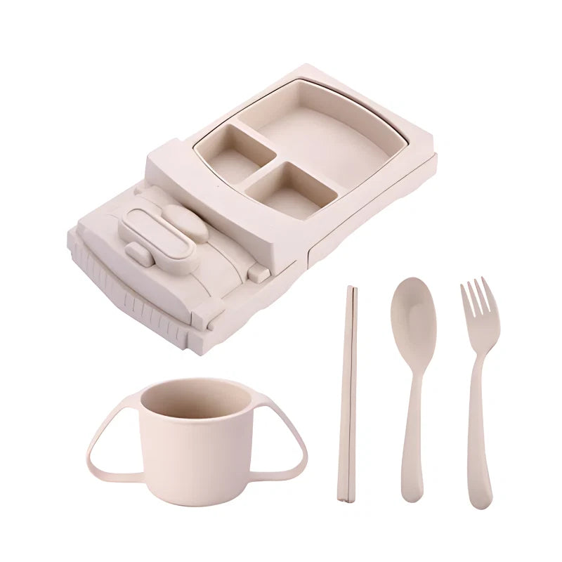 Kids Dining Set Divided Plate & Cutlery Dishwasher-Safe