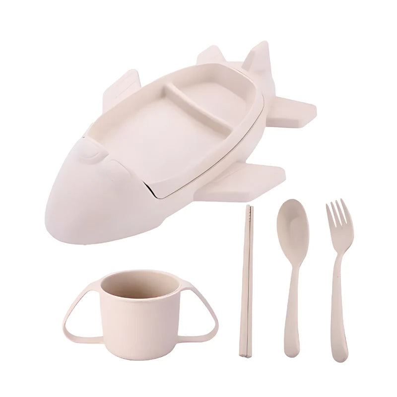 Kids Dining Set Divided Plate & Cutlery Dishwasher-Safe