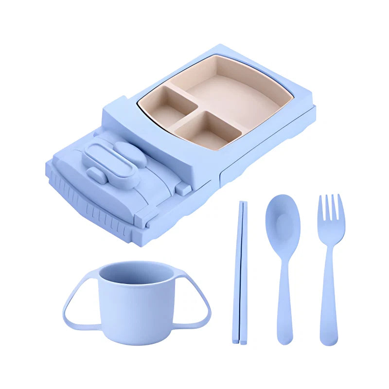 Kids Dining Set Divided Plate & Cutlery Dishwasher-Safe