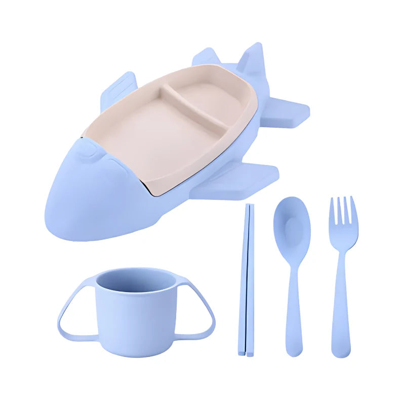 Kids Dining Set Divided Plate & Cutlery Dishwasher-Safe