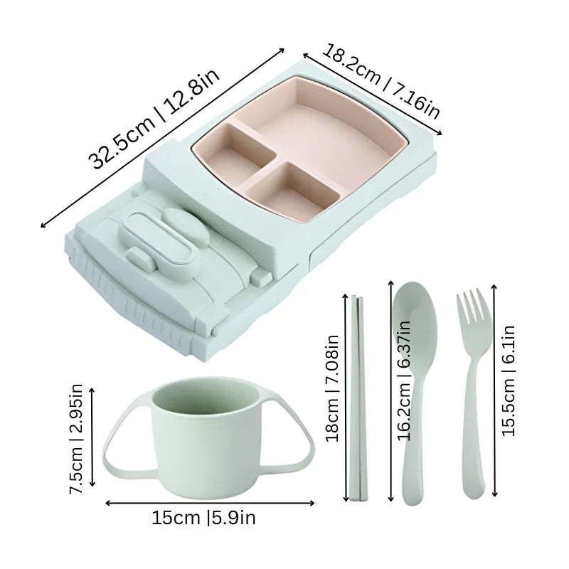 Kids Dining Set Divided Plate & Cutlery Dishwasher-Safe