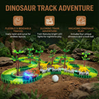 Kids Dinosaur Track Set Snap-Together & LED Train