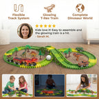 Kids Dinosaur Track Set Snap-Together & LED Train