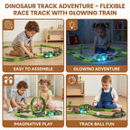 Kids Dinosaur Track Set Snap-Together & LED Train