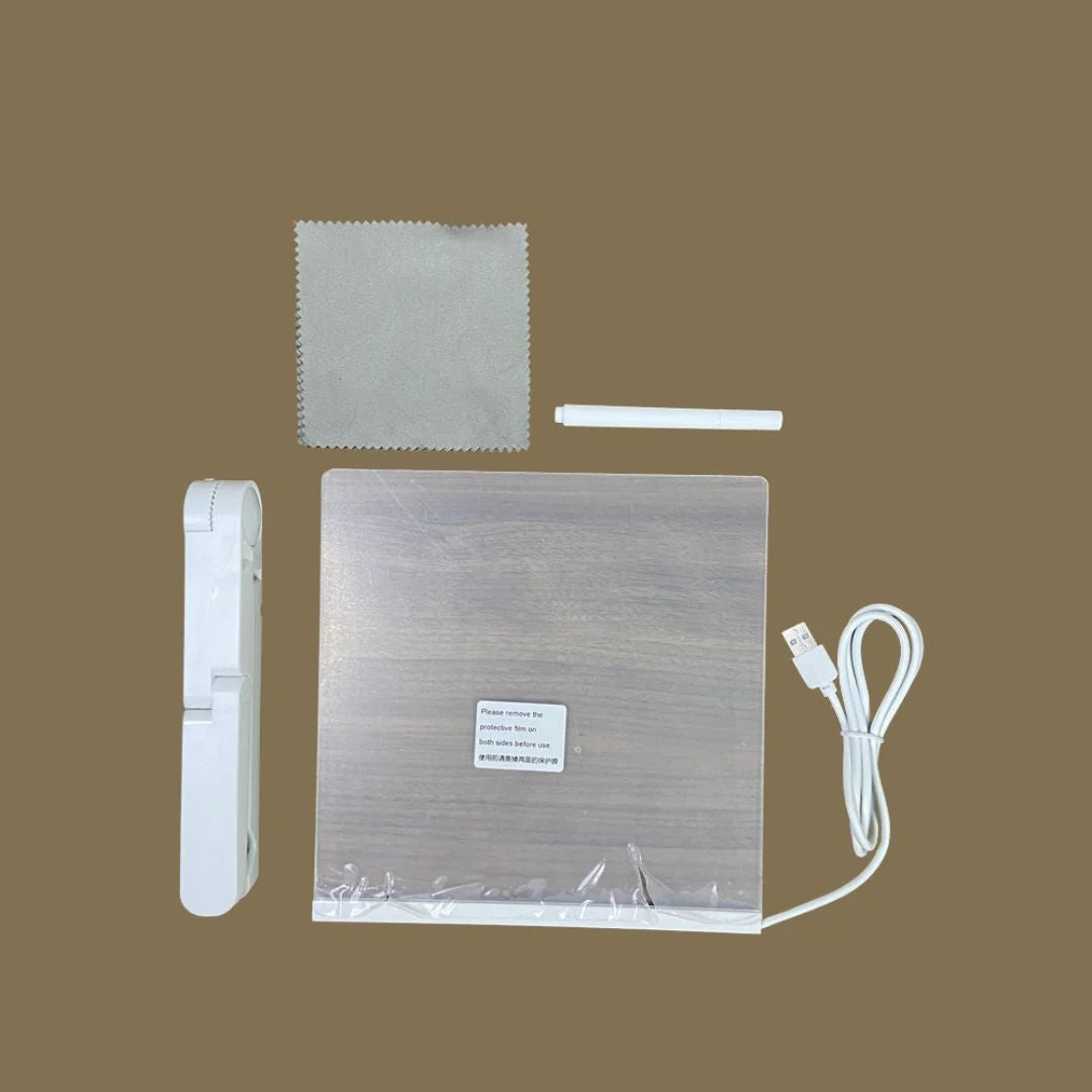 Kids Drawing Board Reusable LED Light Markers Included