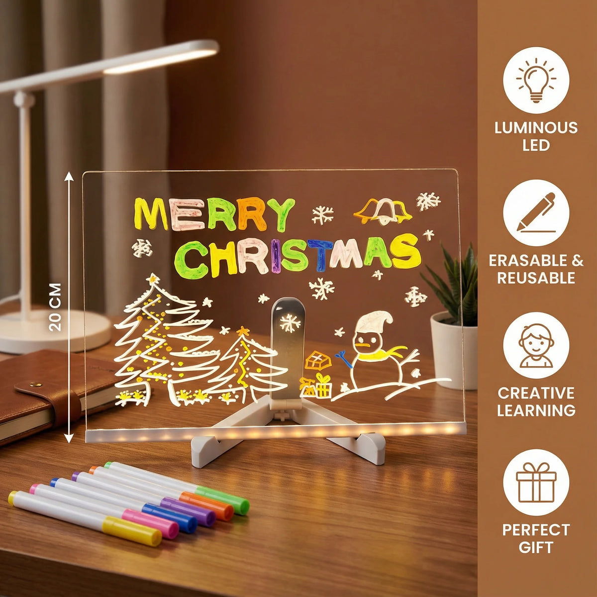 Kids Drawing Board USB Rechargeable LED Reusable