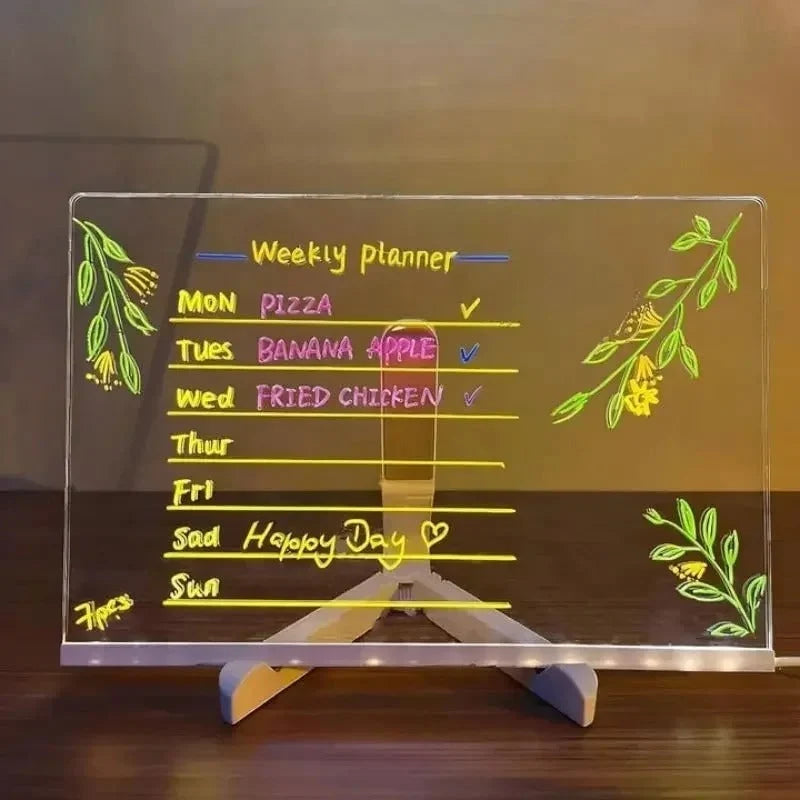 Kids Dry Erase Board LED Illuminated Acrylic USB-Powered