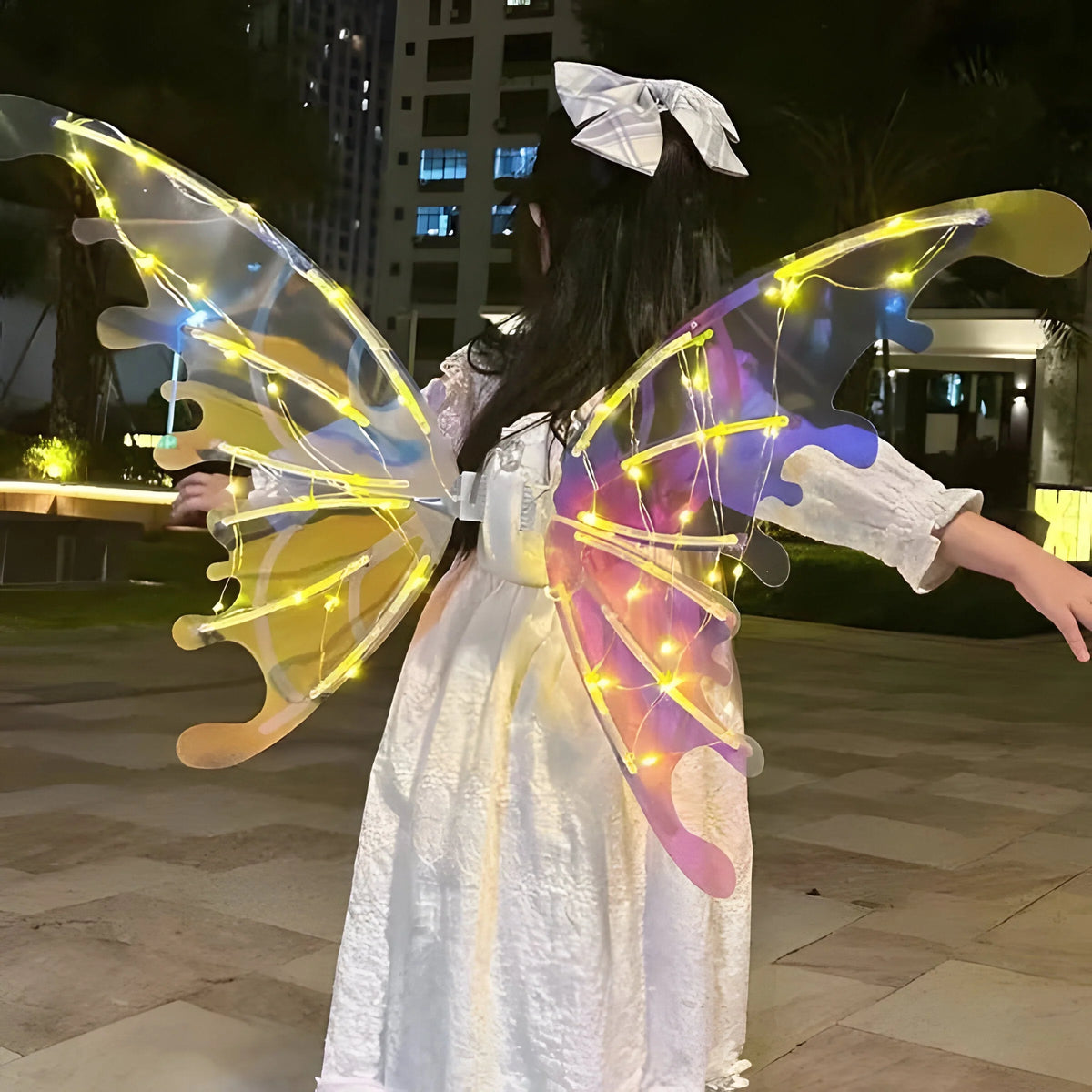 Kids Fairy Wings Motorized Flapping & LED Lights Adjustable Straps