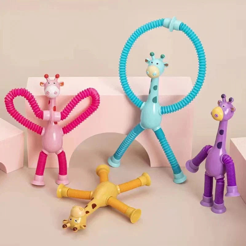 Kids Giraffe Toy Flexible Telescopic Suction Cup Non-Toxic