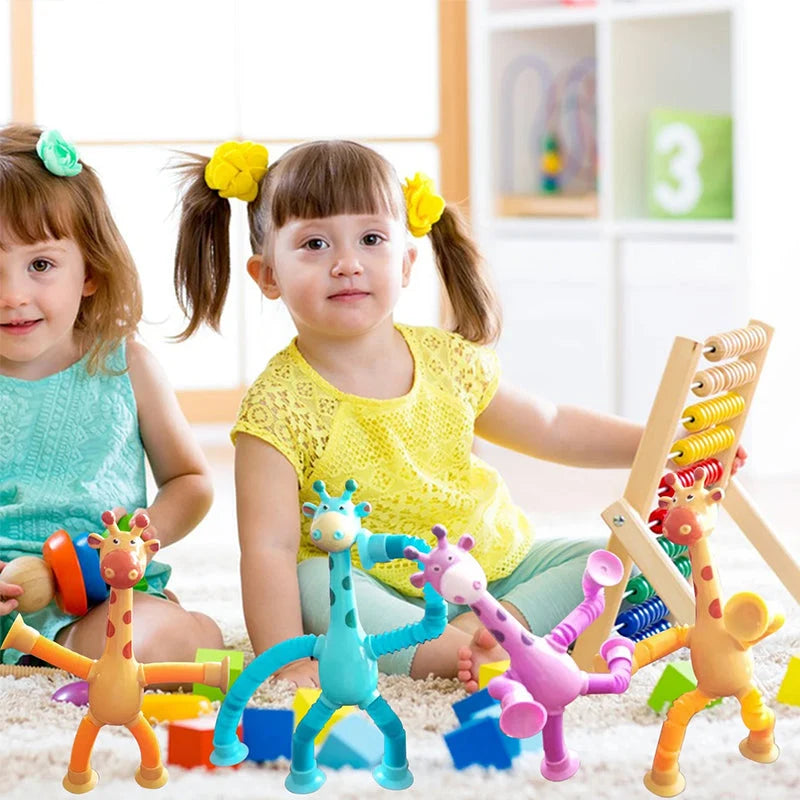 Kids Giraffe Toy Flexible Telescopic Suction Cup Non-Toxic
