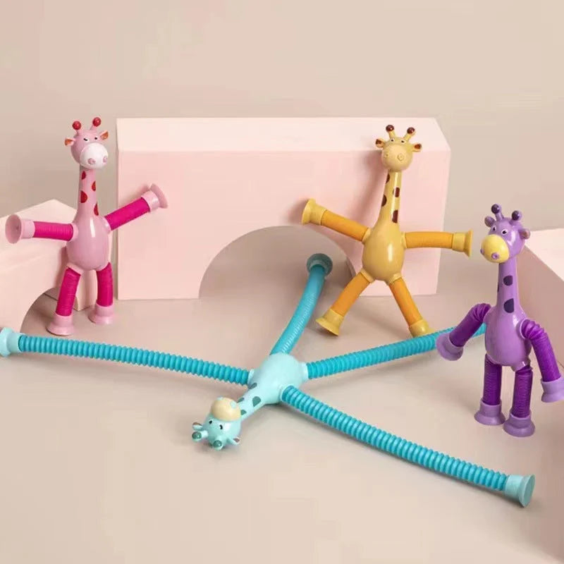 Kids Giraffe Toy Flexible Telescopic Suction Cup Non-Toxic