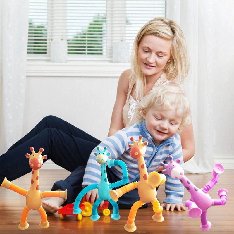 Kids Giraffe Toy Flexible Telescopic Suction Cup Non-Toxic