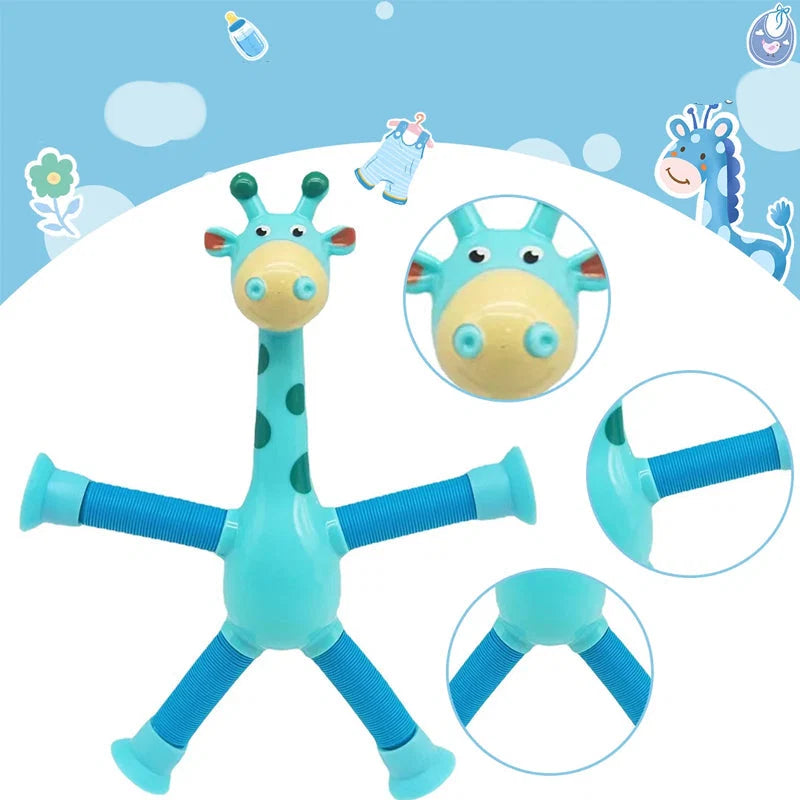 Kids Giraffe Toy Flexible Telescopic Suction Cup Non-Toxic