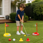 Kids Golf Set Height-Adjustable Clubs 2 Flags & Balls