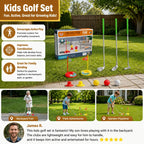 Kids Golf Set Height-Adjustable Clubs 2 Flags & Balls