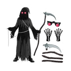 Kids Grim Reaper Costume Glowing Red Eyes Complete Set