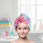 Kids Hair Towel Microfiber Quick-Dry Scale Pattern