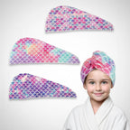 Kids Hair Towel Microfiber Quick-Dry Scale Pattern