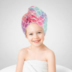 Kids Hair Towel Microfiber Quick-Dry Scale Pattern