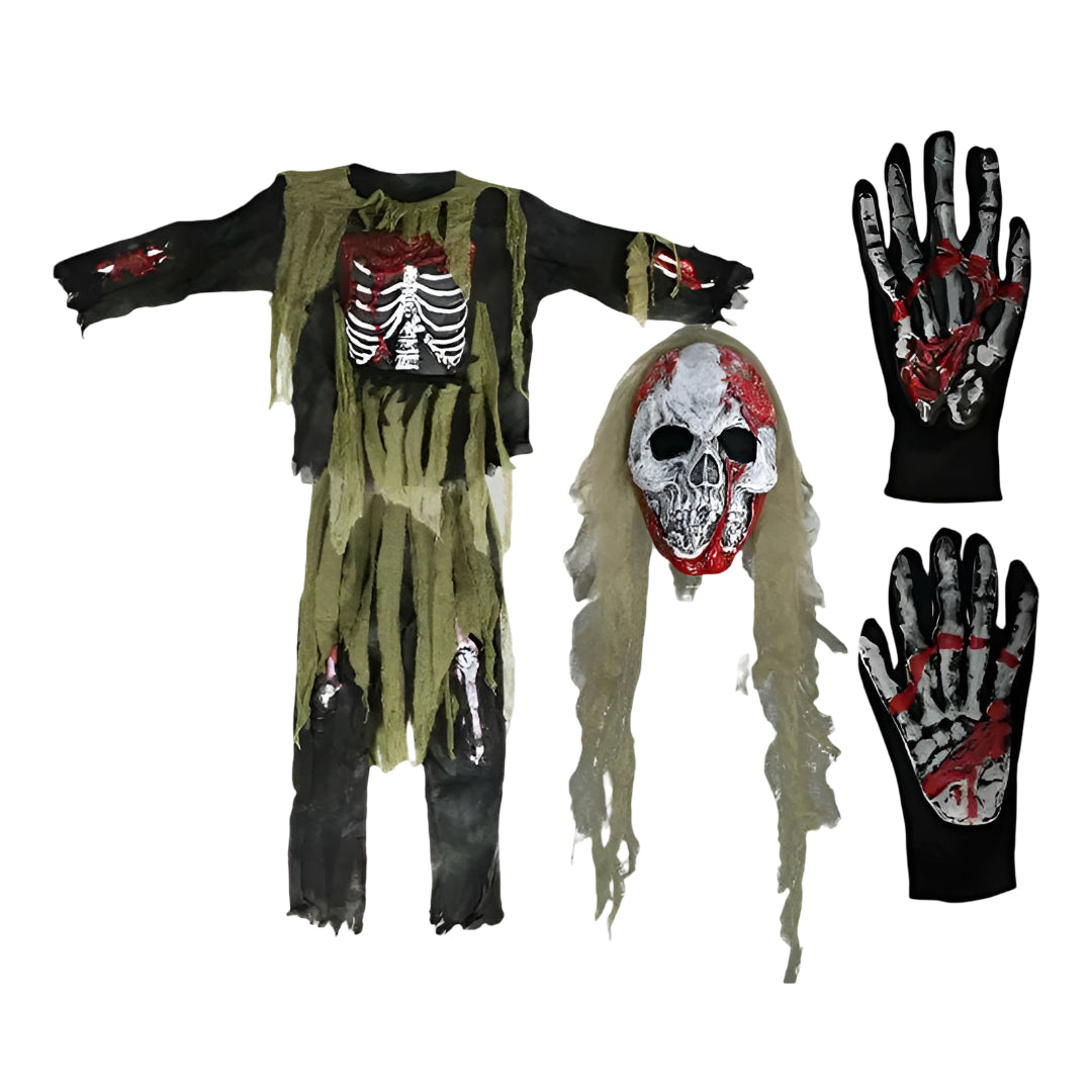 Kids Halloween Costume Set Skeleton Zombie Mask Included