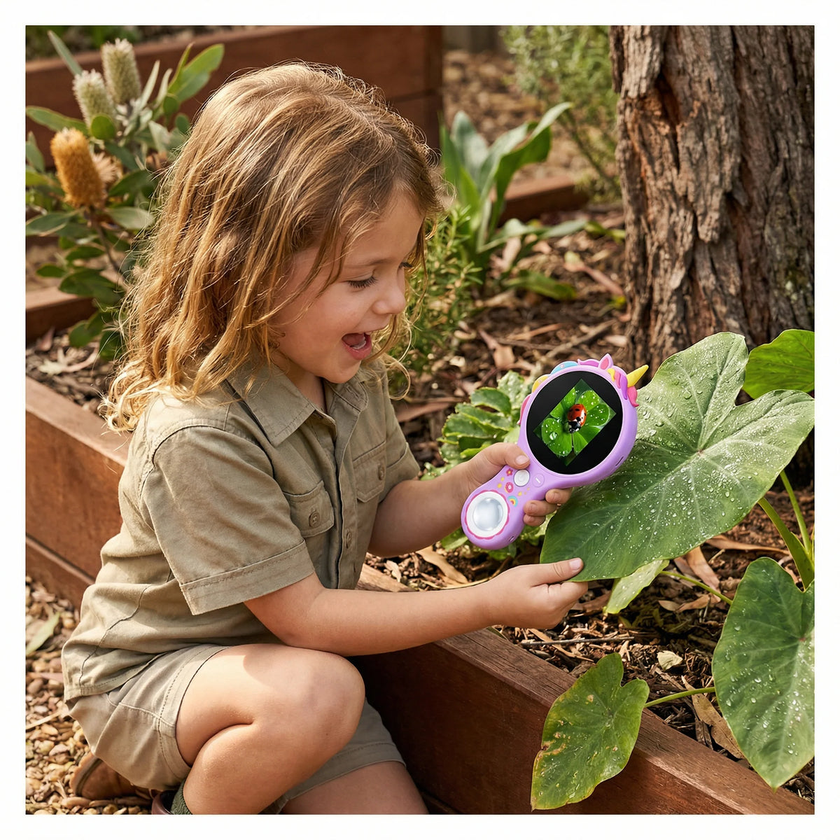 Kids Handheld Microscope 500X Magnification IPS Screen Rechargeable