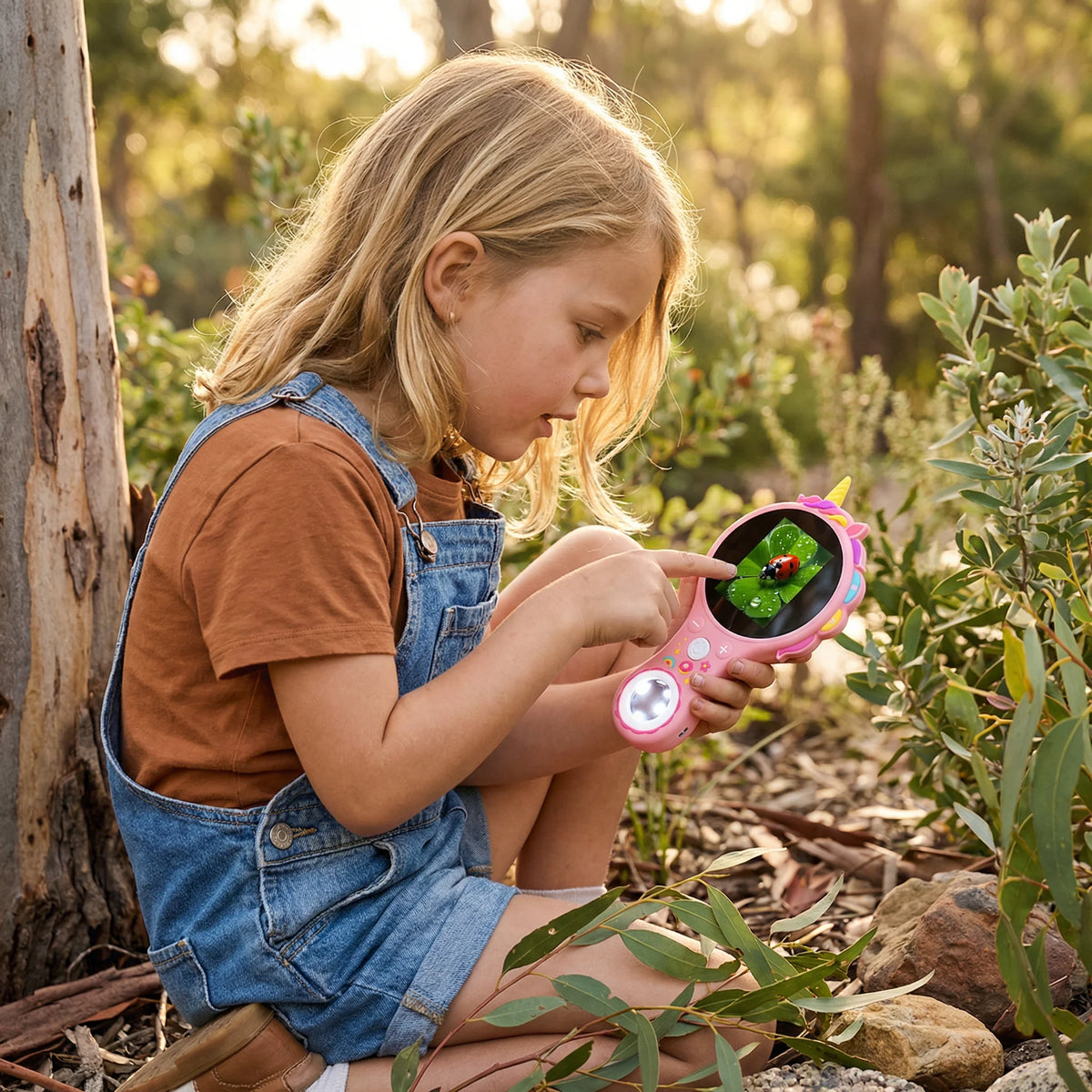 Kids Handheld Microscope 500X Magnification IPS Screen Rechargeable