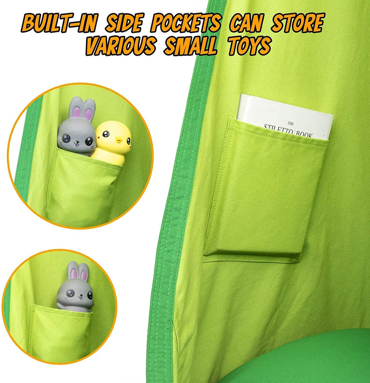 Kids Hanging Chair Parachute Fabric & Inflatable Cushion