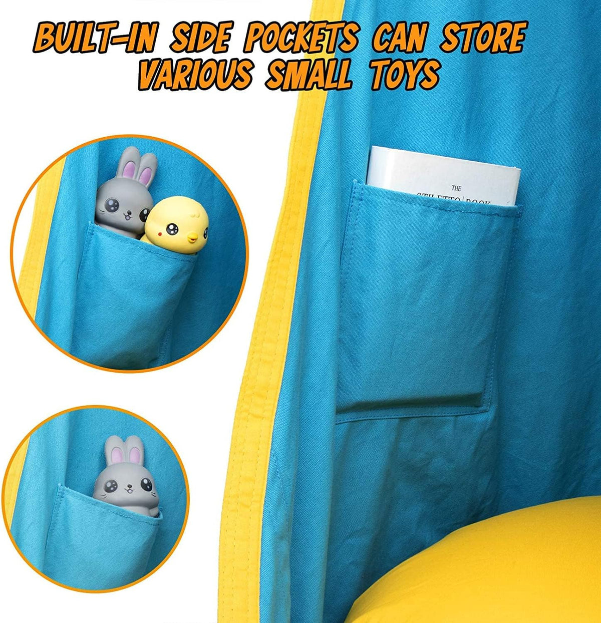 Kids Hanging Chair Parachute Fabric & Inflatable Cushion