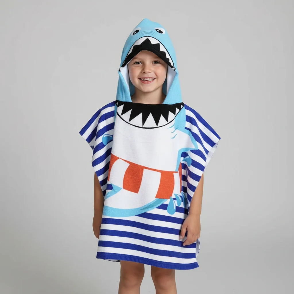 Kids Hooded Bath Towel Soft Quick-Drying Polyester