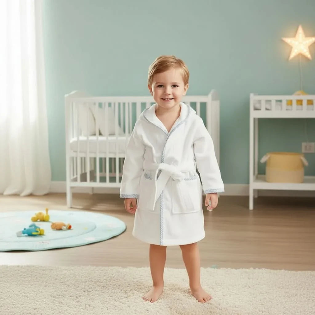 Kids Hooded Bathrobe 100% Cotton Lightweight