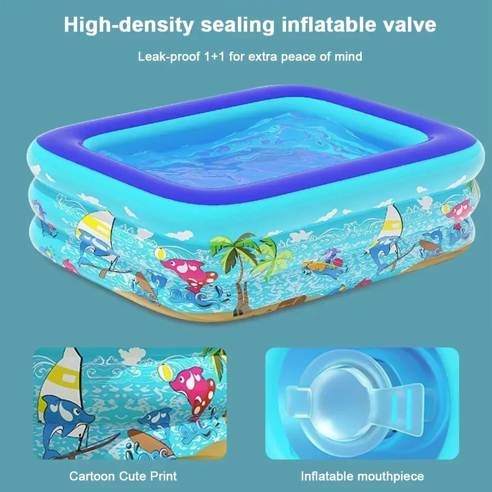 Kids Inflatable Pool Triple-Layer PVC Double-Sealed Valves