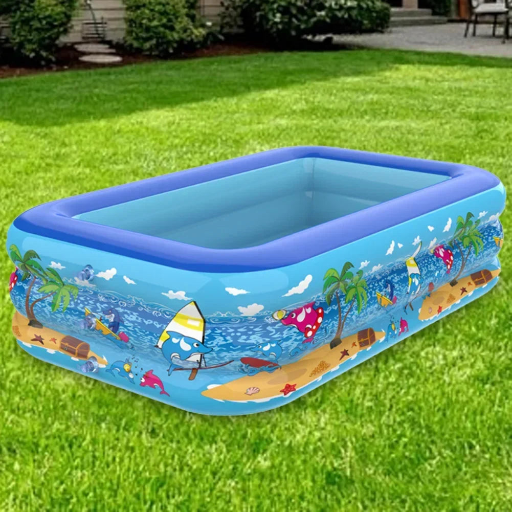 Kids Inflatable Pool Triple-Layer PVC Double-Sealed Valves