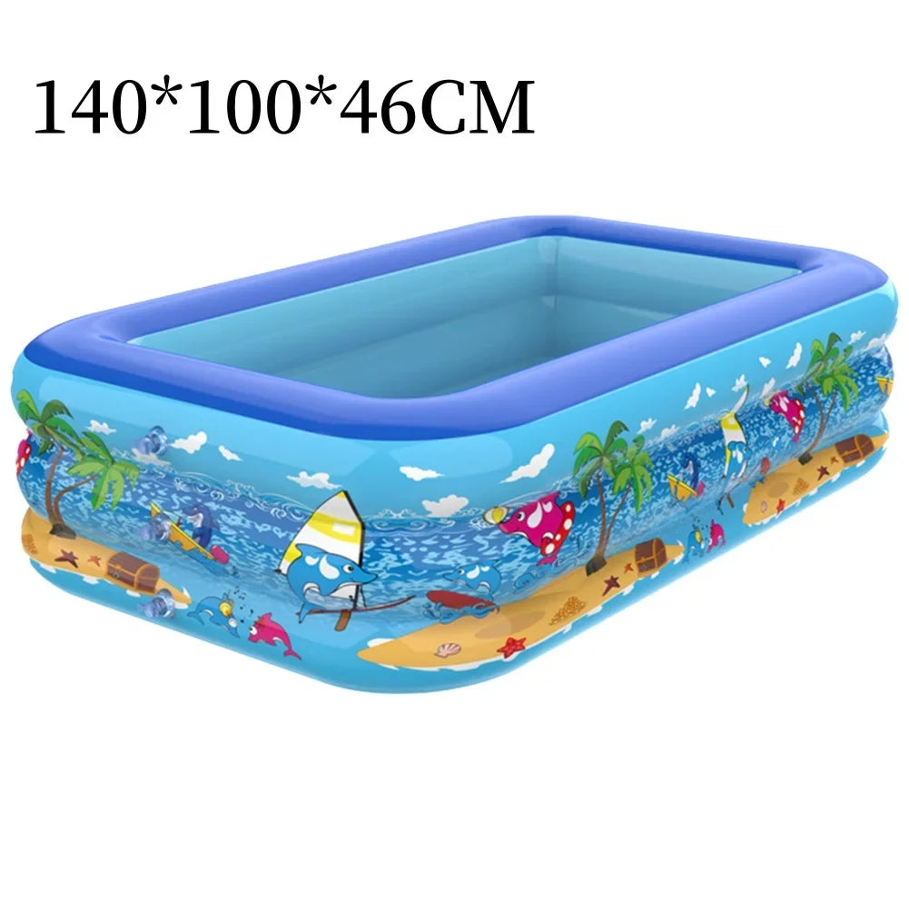 Kids Inflatable Pool Triple-Layer PVC Double-Sealed Valves
