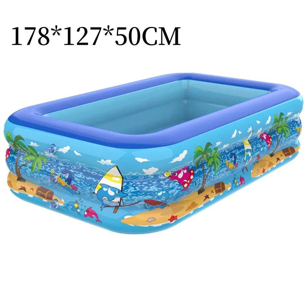 Kids Inflatable Pool Triple-Layer PVC Double-Sealed Valves