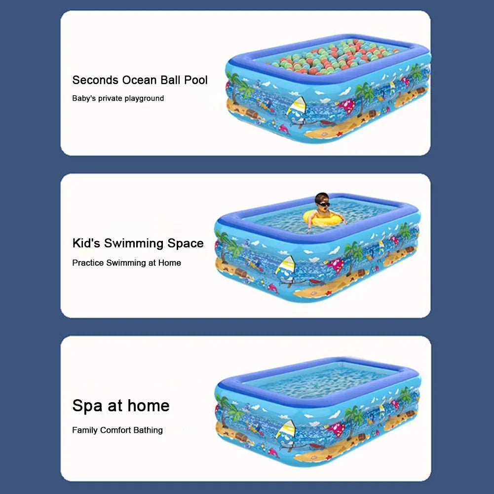 Kids Inflatable Pool UV-Resistant Triple-Layer PVC