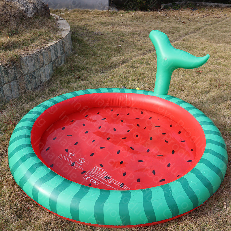Kids Inflatable Pool Watermelon Design Built-In Sprayer Non-Slip Surface