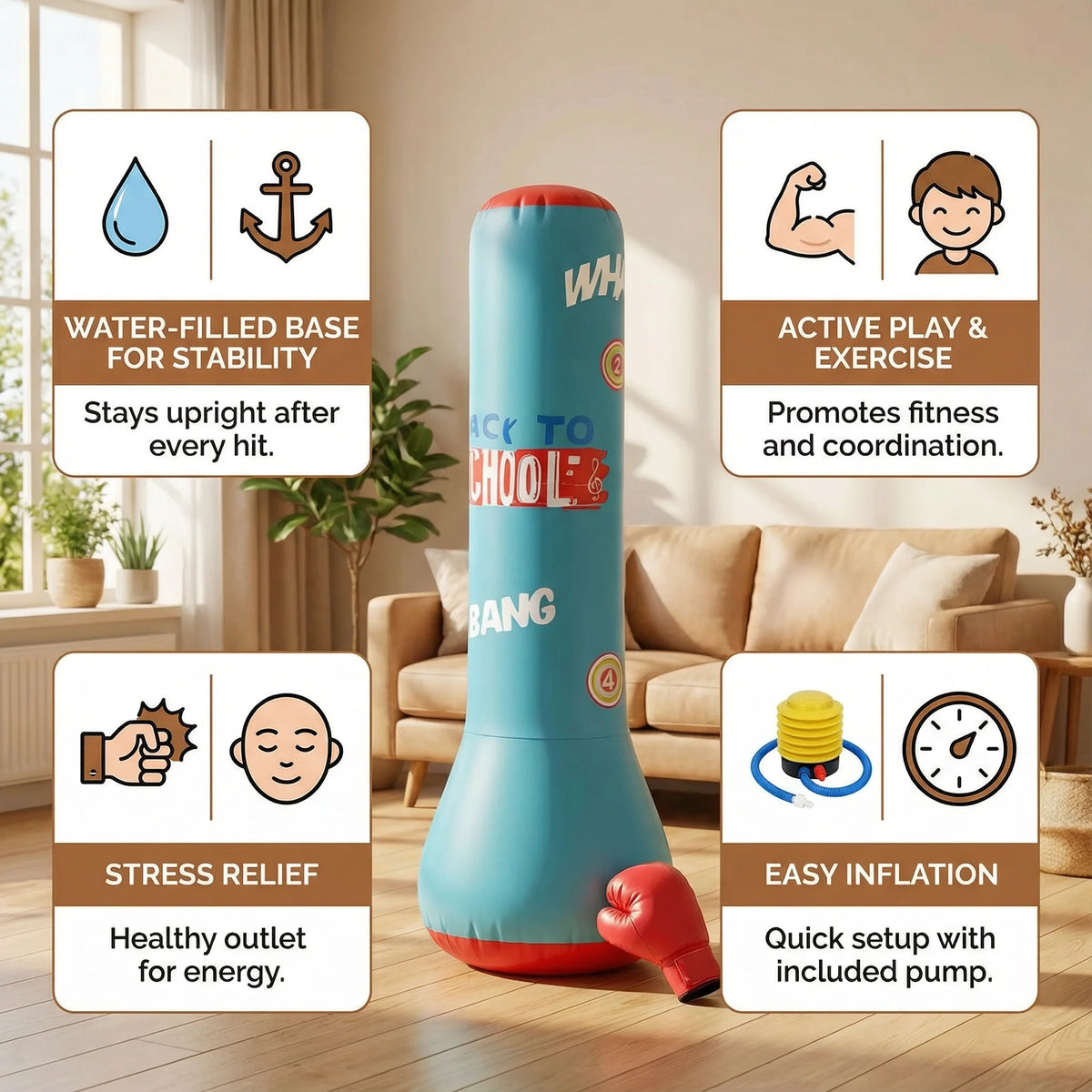 Kids Inflatable Punching Bag Water-Filled Base
