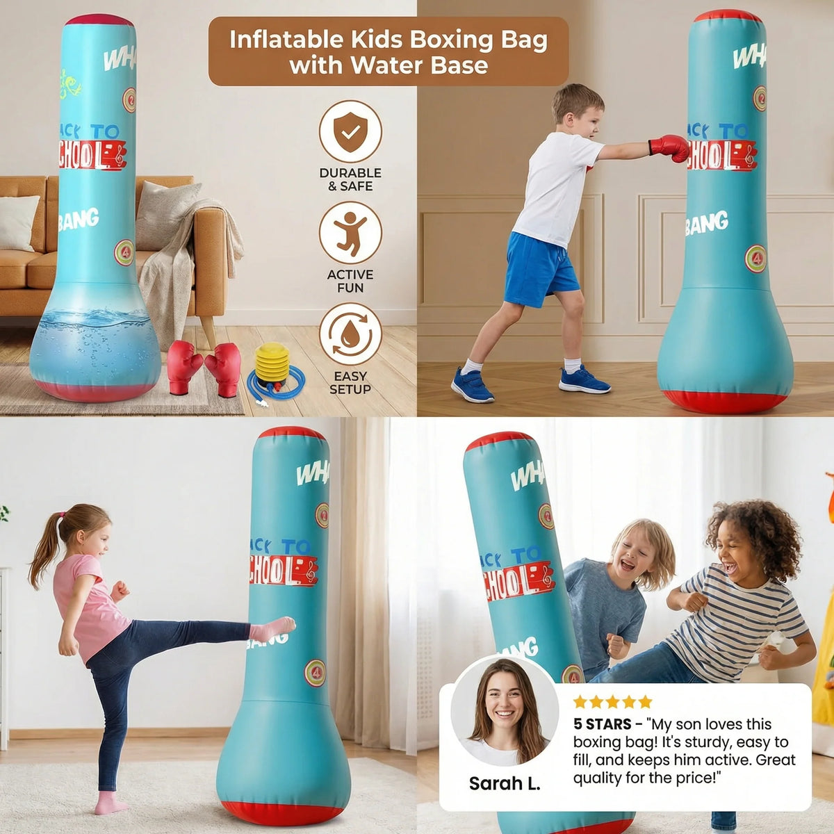 Kids Inflatable Punching Bag Water-Filled Base