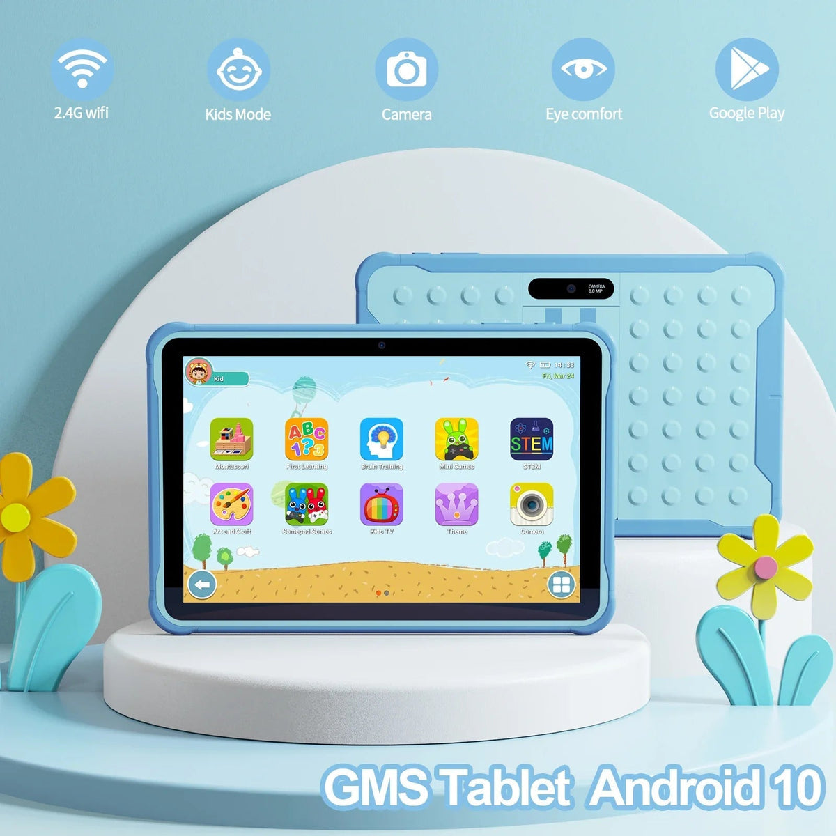 Kids Learning Tablet HD Display Expandable Storage Protective Case